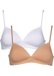 B&uuml;gelloser BH MY BASIC, Damen, Gr. 75, Cup AA, wei&szlig; (wei&szlig;, powder), Obermaterial: 95% Baumwolle, 5% Elasthan, unifarben, Basic, Basic, BHs B&uuml;gelloser BH, flache Verarbeitung, wattiert, ohne B&uuml;gel, basic, Baumwollmix