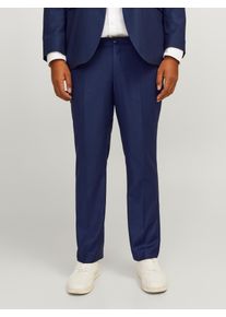 Jack & Jones PlusSize Anzughose "JPRSOLARIS TROUSER NOOS PLS", Herren, Gr. 68, N-Gr, blau (schwarz navy), Web, Obermaterial: 59% Polyester, 24% Wolle, 16% Viskose, 1% Elasthan, JACK & JONES PLUSSIZE, unifarben, slim fit normal, Hosen Anzughose