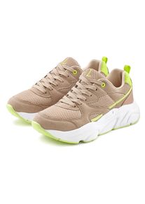 Sneaker Lascana "Turnschuhe", Damen, Gr. 37, gelb (gelb, beige), Obermaterial: 100% Textilmaterial. Decksohle: 100% Textilmaterial. Futter: 100% Lederimitat. Laufsohle: 100% Synthetik, mehrfarbig, Basic, Schuhe Sneaker, Schn&uuml;rhalbschuh, leichte Chunky-Sohle, herausnehmbare Innensohle