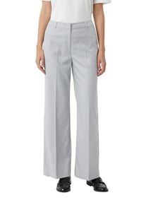 Stoffhose comma, Damen, Gr. 42, N-Gr, grau (mid grau), Web, Obermaterial: 69% Polyester, 29% Viskose, 2% Elasthan, unifarben, regular fit kn&ouml;chellang, Hosen Stoffhose, mit B&uuml;gelfalte