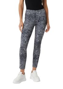 Leggings comma, Damen, Gr. 46, N-Gr, grau (grau, schwarz), Web, Obermaterial: 33% Polyester, 32% Viskose, 30% Polyamid, 5% Elasthan, bedruckt, slim fit kn&ouml;chellang, Hosen Leggings, mit All-Over Print