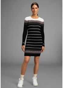 Strickkleid Kangaroos, Damen, Gr. 34, N-Gr, schwarz (schwarz gemustert), Strick, Obermaterial: 50% Baumwolle, 50% Polyacryl, gemustert, figurbetont mini, Rundhals, Rippb&uuml;ndchen, Kleider Strickkleid, figurbetont, im Norweger-Stil, aus Baumwollmischung, lang&auml;rmlig