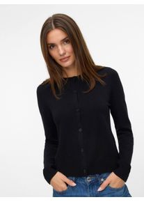 V&eacute;ro Moda Strickjacke VERO MODA "VMVICKY LS O-NECK BUTTON CARDIGAN NOOS", Damen, Gr. L, schwarz, Strick, Obermaterial: 52% Viskose, 28% Polyester, 20% Nylon, unifarben, regular fit taillenbedeckt, Rundhals, Rippb&uuml;ndchen, Strickjacken Strickjacke