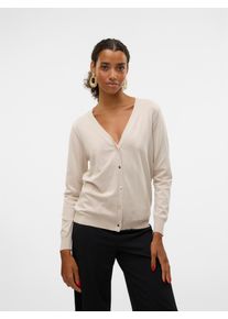 V&eacute;ro Moda Strickjacke VERO MODA "VMSILJE LS V-NECK CARDIGAN GA NOOS", Damen, Gr. S, moonbeam, Feinstrick, Obermaterial: 77% Viskose, 23% Polyester, unifarben, Basic, loose fit h&uuml;ftbedeckend, V-Ausschnitt, Strickb&uuml;ndchen, Strickjacken Strickjacke