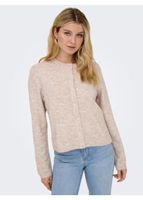 Strickjacke Only "ONLSIMONI L/S O-NECK CARDIGAN KNT NOOS", Damen, Gr. XL, pumice stone detail:melange, Strick, Obermaterial: 74% Polyacryl, 24% Polyester, 2% Elasthan, meliert, relaxed fit h&uuml;ftlang, Rundhals, Rippb&uuml;ndchen, Strickjacken Strickjacke, Materialmix, relaxed fit