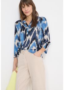 3/4-Arm-Shirt Cecil, Damen, Gr. XL (44), cloud blau, Web, Obermaterial: 50% Baumwolle, 50% Modal, bedruckt, normal h&uuml;ftbedeckend, V-Ausschnitt, Shirts 3/4-Arm-Shirt, mit grafischem Muster und im Tunika-Look, Topseller