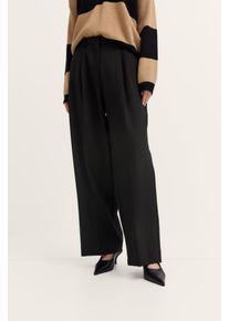 Stoffhose Bugatti "doppelte Bundfalte", Damen, Gr. 46, Normalgr&ouml;&szlig;en, 290, schwarz, 90% Polyester, 10% Elasthan, unifarben, normal, Hosen Stoffhose, mit Stretch-Anteilen