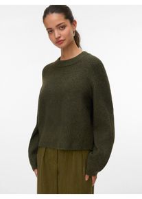 V&eacute;ro Moda Strickpullover VERO MODA "VMBANG LS O-NECK PULLOVER BOO", Damen, Gr. L, grape leaf detail:melange, Strick, Obermaterial: 78% Polyester, 12% Nylon, 8% Wolle, 2% Elasthan, meliert, regular fit, Rundhals, Pullover Strickpullover