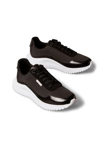 Sneaker Calvin Klein Jeans "EVA RUNNER LACE UP MAT MIX", Damen, Gr. 36, schwarz, anthrazit, Lederimitat, Textil, unifarben mit Farbeinsatz, Schuhe Sneaker, Halbschuh, Freizeitschuh, Schn&uuml;rschuh mit leichter Profilsohle