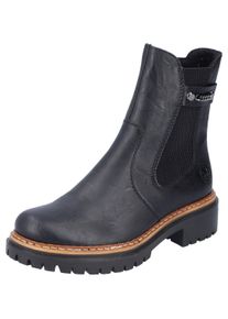 Chelseaboots Rieker, Damen, Gr. 39, schwarz, Elastischer Einsatz, Lederimitat, Schuhe Chelseaboots, mit feiner Zierkette