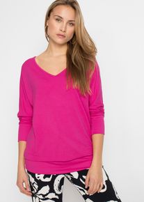 Oversize-Shirt bonprix "Oversized-Shirt aus flie&szlig;ender Viskose", Damen, Gr. 44/46 (L), rosa (magnolienpink), Obermaterial: 95% Viskose, 5% Elasthan, bequem, Shirts Oversize-Shirt, weite Passform, 3/4-&Auml;rmel, weiter Ausschnitt, aus Viskose