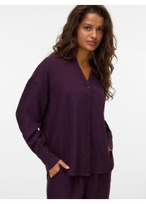 V&eacute;ro Moda Langarmbluse VERO MODA "VMMELANEY QUEENY LS SHIRT WVN NOOS", Damen, Gr. XS, rot (winetasting), Web, Obermaterial: 100% Polyester, unifarben, loose fit Po-bedeckend, V-Ausschnitt, Blusen Langarmbluse, Kunstfaser, loose fit
