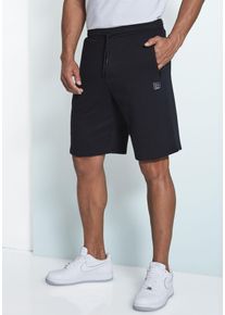 Sweatshorts John Devin, Herren, Gr. S (44/46), N-Gr, schwarz, angeraute Sweatware, Obermaterial: 60% Baumwolle, 40% Polyester, unifarben, bequem kurz, Hosen Sweatshorts, seitliche Taschen mit schwarzem Rei&szlig;verschluss