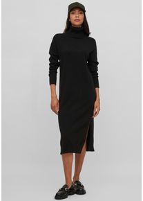 Strickkleid Vila "VIRIL ROLLNECK MIDI DRESS", Damen, Gr. S, N-Gr, schwarz, Feinstrick, Obermaterial: 50% Viskose, 27% Nylon, 23% Polyester, regular fit wadenlang, B&uuml;ndchen, Kleider Strickkleid, mit hohem Rollkragen