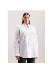 Hemdbluse Seidensticker "Schwarze Rose", Damen, Gr. 5XL (50), wei&szlig;, 100% Baumwolle, gestreift, oversize, Blusen Hemdbluse, 1/1 Gestreift