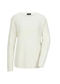 Rundhalspullover GOLDNER "Kurzgr&ouml;&szlig;e Langarm Pullover mit Rautenmuster", Damen, Gr. 25, wei&szlig; (cremewei&szlig;), Obermaterial: 56% Polyacryl PAN. 36% Polyamid PA. 8% Wolle mw., Modisch, Pullover Rundhalspullover, Rautenmuster