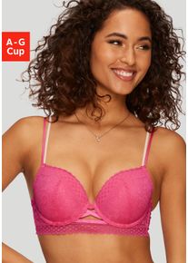 Push-up-BH Vivance "Viola", Damen, Gr. 80, Cup C, pink (pink, ros&eacute;), Spitze, Obermaterial: 87% Polyamid, 13% Elasthan, BHs Push-up-BH, mit Spitze aus anteilig recyceltem Polyamid, sexy Dessous
