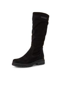 Stiefel Tamaris, Damen, Gr. 40, Normalschaft, schwarz, Veloursleder, unifarben, Schuhe Stiefel, Blockabsatz, Langschaftstiefel mit slouchy Falten am Schaft