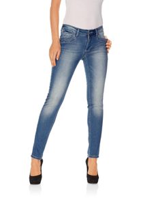 R&ouml;hrenjeans Heine, Damen, Gr. 46, Normalgr&ouml;&szlig;en, blau (blau stone), 95% Baumwolle, 3% Polyester, 2% Elasthan, Miedereinsatz:15% Elasthan, 85% Polyamid, unifarben, lang, Jeans R&ouml;hrenjeans