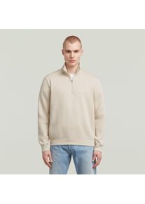 G-Star Raw Sweatshirt G-STAR "Premium Core Half Zip", Herren, Gr. L, wei&szlig;bait, Sweatware, Obermaterial: 55% Baumwolle, 45% Polyester, unifarben, regular fit normal, Rundhals, Rippb&uuml;ndchen, Sweatshirts Sweatshirt, mit Stehkragen
