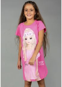Nachthemd TOPMODEL, M&auml;dchen, Gr. 140, N-Gr, rosa (azalea pink), Jersey, Obermaterial: 100% Baumwolle, bedruckt, relaxed fit, Rundhals, Kleider Nachthemd, mit Top Model Druck, Topseller