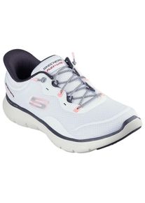 Slip-On Sneaker Skechers "Flex Appeal 5.0 - Easy Breezy", Damen, Gr. 35, wei&szlig; (wei&szlig;, kombiniert), Textil, Schuhe Slip-On Sneaker, Sportschuh, Freizeitschuh mit Skechers Hands Free Slip-ins