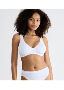 Soft-BH Sloggi "Basic+", Damen, Gr. 85, Cup B, wei&szlig;, Single Jersey, Obermaterial: 80% Baumwolle, 18% Elasthan, 2% Polyamid, unifarben, Basic, BHs Soft-BH, perfekter Sitz, ohne B&uuml;gel, ohne Einlagen, tiefer V-Ausschnitt