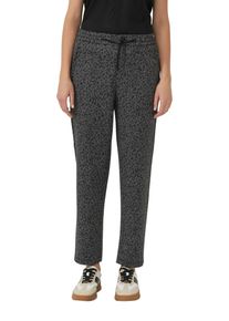 Stoffhose s.Oliver, Damen, Gr. 46, N-Gr, schwarz (grau, schwarz), Web, Obermaterial: 70% Polyester, 26% Viskose, 4% Elasthan, gerade lang, Hosen Stoffhose, mit Leo-Print
