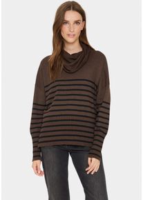 Rollkragenpullover Saint Tropez "GrilaSZ Cowlneck", Damen, Gr. L (40), braun (schwarz oak melange), Strick, Obermaterial: 80% Viskose, 20% Polyacryl, meliert, Pullover Rollkragenpullover