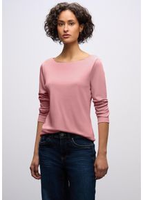 Langarmshirt Street One "Style Lanea", Damen, Gr. 40, powder pink, Jersey, Obermaterial: 50% Baumwolle, 50% Modal. Futter: 100% Baumwolle, unifarben, regular fit normal, U-Boot-Ausschnitt, angesetztes B&uuml;ndchen, Shirts Langarmshirt, mit U-Boot Ausschnitt