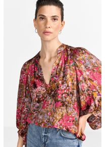 Langarmbluse RICHROYAL, Damen, Gr. 36, ruby glow, Web, Obermaterial: 100% Viskose, tiefer V-Ausschnitt, Blusen Langarmbluse, gemustert, aus flie&szlig;endem Material, Ballon&auml;rmel