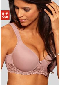 Schalen-BH Lascana, Damen, Gr. 80, Cup E, lila (mauve), Microtouch, Obermaterial: 85% Polyamid, 15% Elasthan, BHs Schalen-BH, mit B&uuml;gel, nahtlos vorgeformte Cups, Spitzendetails, Dessous