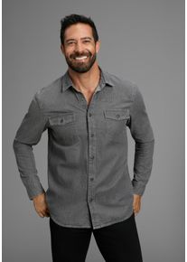 Jeanshemd Arizona, Herren, Gr. 45/46 (XXL), N-Gr, grau, Jeans, Obermaterial: 100% Baumwolle, Basic, normal, mit Kn&ouml;pfen, Hemden Jeanshemd, Western Stil, Topseller