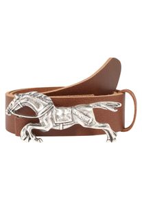 Lederg&uuml;rtel RETTUNGSRING G&Uuml;RTEL, Damen, Gr. 85, braun, Leder, unifarben, G&uuml;rtel Lederg&uuml;rtel, mit austauschbarer Schlie&szlig;e &raquo;Rennpferd&laquo;