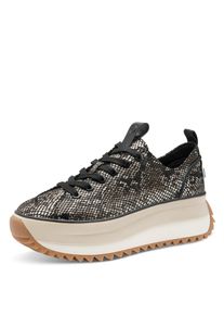 Plateausneaker Tamaris, Damen, Gr. 41, schwarz (schwarz snake), Synthetik, Textil, Reptilienpr&auml;gung, Schuhe Plateausneaker, Halbschuh, Schn&uuml;rschuh, Trendschuh im Snake-Look