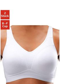 Soft-BH Petite Fleur, Damen, Gr. 85, Cup F, schwarz-wei&szlig; (wei&szlig;, schwarz), Jersey, Obermaterial: 90% Baumwolle, 10% Elasthan, Basic, BHs Soft-BH, ohne B&uuml;gel, in abdeckender Schnittform