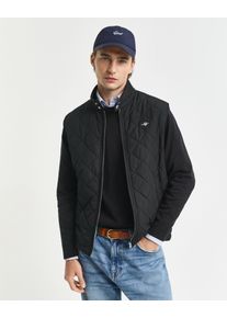 Steppweste Gant "QUILTED WINDCHEATER VEST", Herren, Gr. S, schwarz, Web, Obermaterial: 100% Polyester, unifarben, normal h&uuml;ftbedeckend, Westen Steppweste, mit Wattierung aus recyceltem Polyester