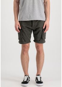 Cargoshorts Alpha Industries "Crew Short", Herren, Gr. 38, N-Gr, grau (grauschwarz), Web, Obermaterial: 98% Baumwolle, 2% Elasthan, unifarben, slim fit kniefrei, Hosen Cargoshorts
