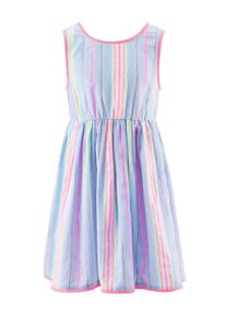 Sommerkleid happy girls, M&auml;dchen, Gr. 110, N-Gr, blau (light blau), Jersey, Obermaterial: 92% Baumwolle, 7% Polyester, 1% sonstige Fasern. Futter: 100% Baumwolle, bedruckt, gestreift, regular fit knielang, Rundhals, kontrastfarben, Kleider Sommerkleid