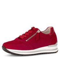 Keilsneaker Gabor "TURIN", Damen, Gr. 36, rot, Leder, Ziegenveloursleder, unifarben, Schuhe Keilsneaker, Freizeitschuh, Halbschuh, Schn&uuml;rschuh mit Wechselfu&szlig;bett, H-Weite