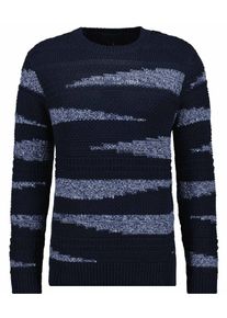 Rundhalspullover Ragman, Herren, Gr. 56, blau (marineblau), Strick, 100% Baumwolle, ohne Ausschnitt, Pullover Rundhalspullover