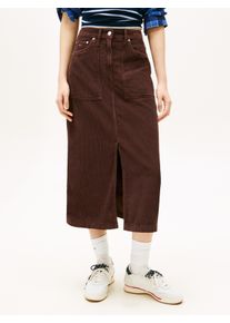 Cordrock Tommy Jeans "TJW CLAIRE UTILITY SKIRT CORD", Damen, Gr. 29, rich braun, Cord, Obermaterial: 100% Baumwolle, unifarben, gerade ca. Mitte Wade, R&ouml;cke Cordrock