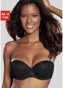 Push-up-BH Lascana "Chelina", Damen, Gr. 85, Cup AA, schwarz, Spitze, Obermaterial: 80% Polyamid, 20% Elasthan, BHs Push-up-BH, mit abnehmbaren, normalen und transparenten Tr&auml;gern, Dessous