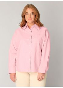 Langarmbluse Base Level Curvy "Bella", Damen, Gr. 44, soft pink, Web, Obermaterial: 100% Baumwolle, unifarben, normal h&uuml;ftlang, Rundhals, Blusen Langarmbluse, kurz, mit Brusttasche