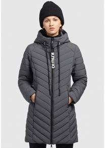 Steppmantel Khujo "ATINE", Damen, Gr. M (38), grau (charcoal), Steppware, Obermaterial: 45% Baumwolle, 38% Polyester, 17% Nylon. Futter: 100% Polyester. Wattierung: 100% Polyester, unifarben, ca. Mitte Oberschenkel, M&auml;ntel Steppmantel
