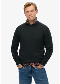 Strickpullover Superdry "ESSENTIALS COTTON JUMPER", Damen, Gr. L, charcoal marl, Strick, Obermaterial: 100% Baumwolle, meliert, relaxed fit normal, Rundhals, Rippb&uuml;ndchen, Pullover Strickpullover