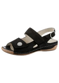 Waldl&auml;ufer Riemchensandale WALDL&Auml;UFER "HELIETT", Damen, Gr. 6,5, schwarz, Nubukleder, Schuhe Riemchensandale, Sommerschuh, Sandalette, Keilabsatz, mit Wechselfu&szlig;bett, H-Weite