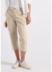 3/4-Hose Street One "Style Yulius", Damen, Gr. 46, N-Gr, beige (barley beige), Web, Obermaterial: 98% Baumwolle, 2% Elasthan, unifarben, slim fit kniebedeckend, Hosen 3/4-Hose, im Cargo-Style