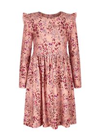 Jerseykleid happy girls, M&auml;dchen, Gr. 140, N-Gr, dusty rose, Jersey, Obermaterial: 95% Baumwolle, 5% Elasthan, bedruckt, regular fit normal, Rundhals, Kleider Jerseykleid, mit R&uuml;schendetail an den Schultern