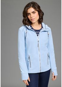 Fleecejacke Kangaroos, Damen, Gr. 40/42, hell blau, Fleece, Obermaterial: 100% Polyester, kontrastfarbene Details, unifarben mit Farbeinsatz, bequem h&uuml;ftbedeckend, Jacken Fleecejacke, figurbetonte Passform, mit Kapuze und Kordelzug, &Uuml;bergangsjacke